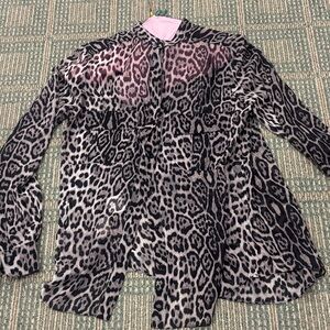BCBGMaxAzria Pink and Black Leopard Print Bodysuit